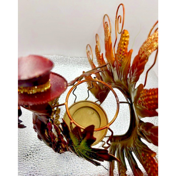 Vintage Turkey Candle Holder Fall Decor Rustic Glam 6x11 - Picture 4 of 6